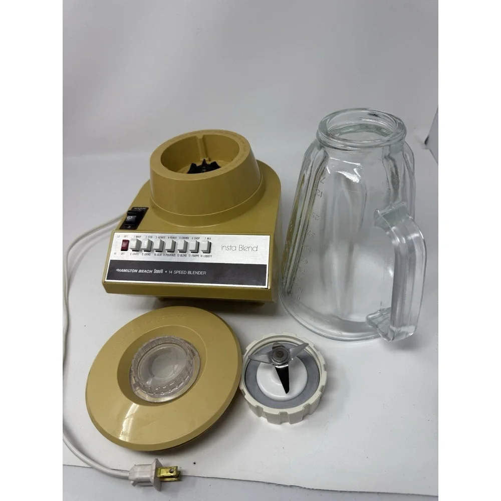 Vintage Harvest Gold Hamilton Beach Scovill Insta Blend 14 Speed Blender 640-4
